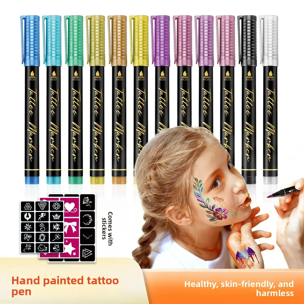 New Temporary Tattoo Pen Skin Painting Pen Tattoo Accessories Soft Tip Marker DIY Children's Drawing Pen