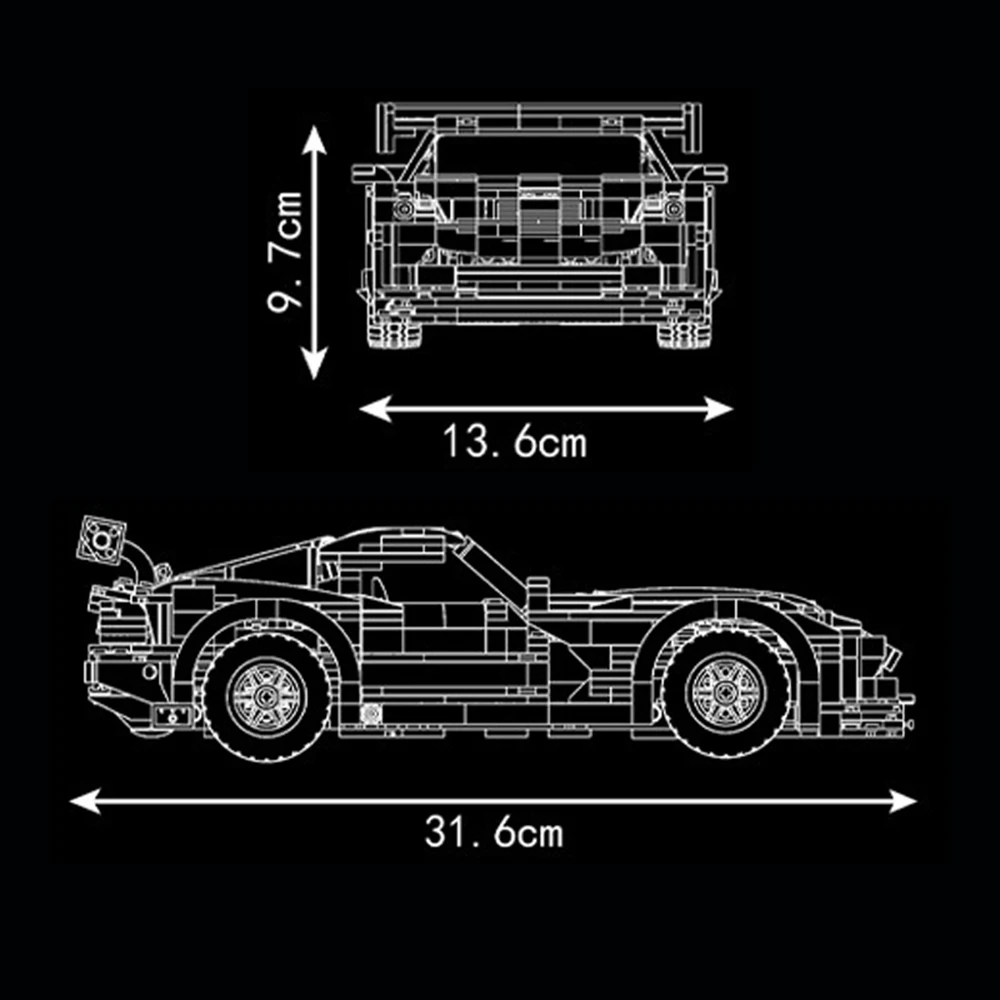 変形シリーズ クリエイティブスポーツカー ダッジ・バイパー風 組み立てブロック モデル玩具 大人向け