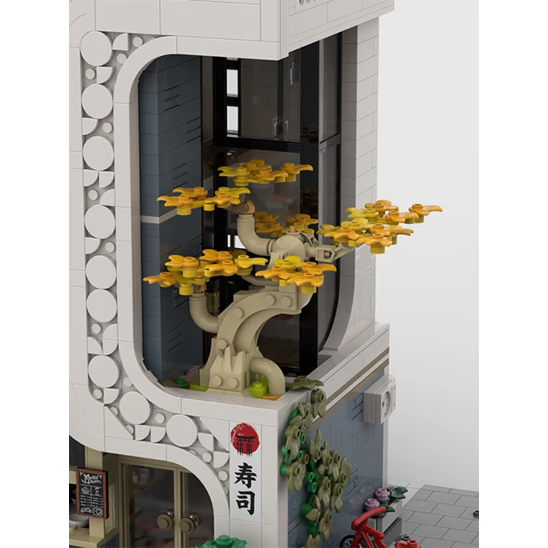 Street View Model MOC Bouwstenen Duplex Appartement Sushi Huis Modulaire Technologie Geschenken Vakantie Monteer Kinderen Speelgoed Pak