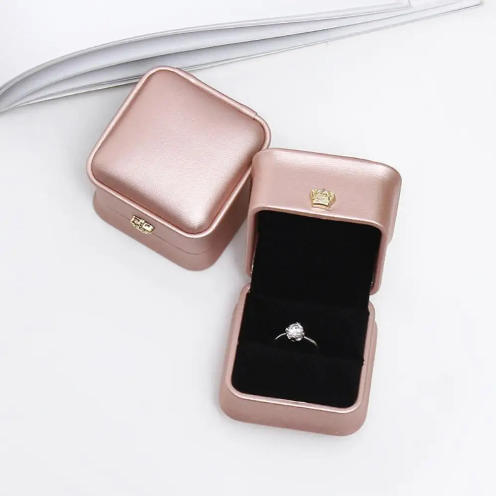 5.8x5.8x4cm Jewelry Box PU Leather Ring Earing Holder Packaging Case Gift  Marriage Ring Box Jewelry Storage Organizer Casket