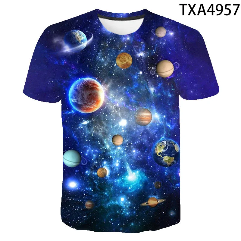 Space InterstellarCustomized 3D Printed T-shirt Cool Fashion Street Round Neck Thin Summer Casual Top for Men Women and Children