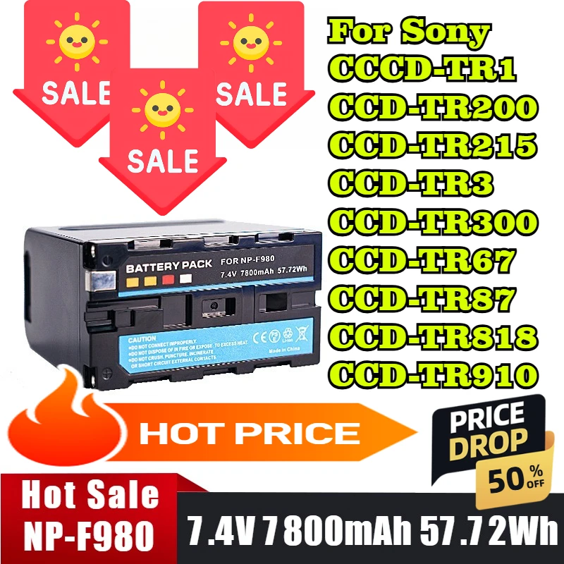 

7.4V 7800mAh 57.72Wh NP-F980 Battery For Sony Camera USB Type-C Dual Interface Charging