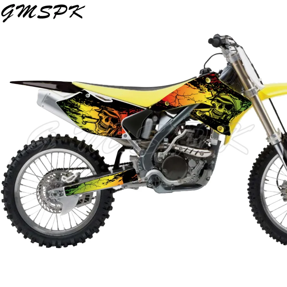 Full Fairing Graphics Decals Stickers Kit Fit for Suzuki RMZ 250 RMZ250 2004 2005 2006 Motorcycle Background Number Customized