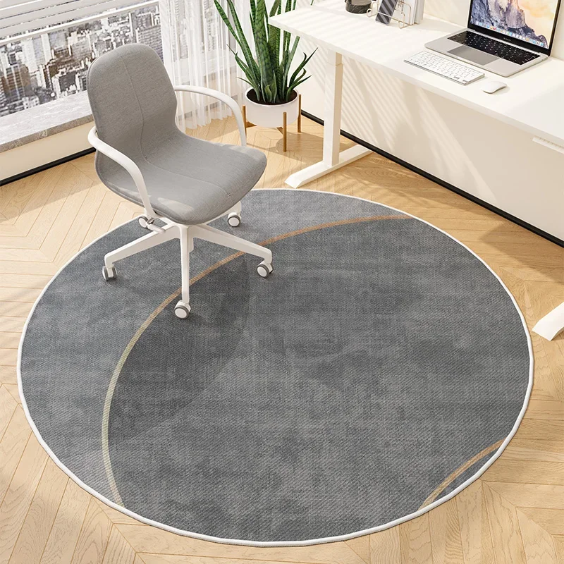 Modern Simple Round Carpet – Study Computer Chair Non-Slip Floor Mat, Office Swivel Chair Soundproof Rug for Home Decoration
