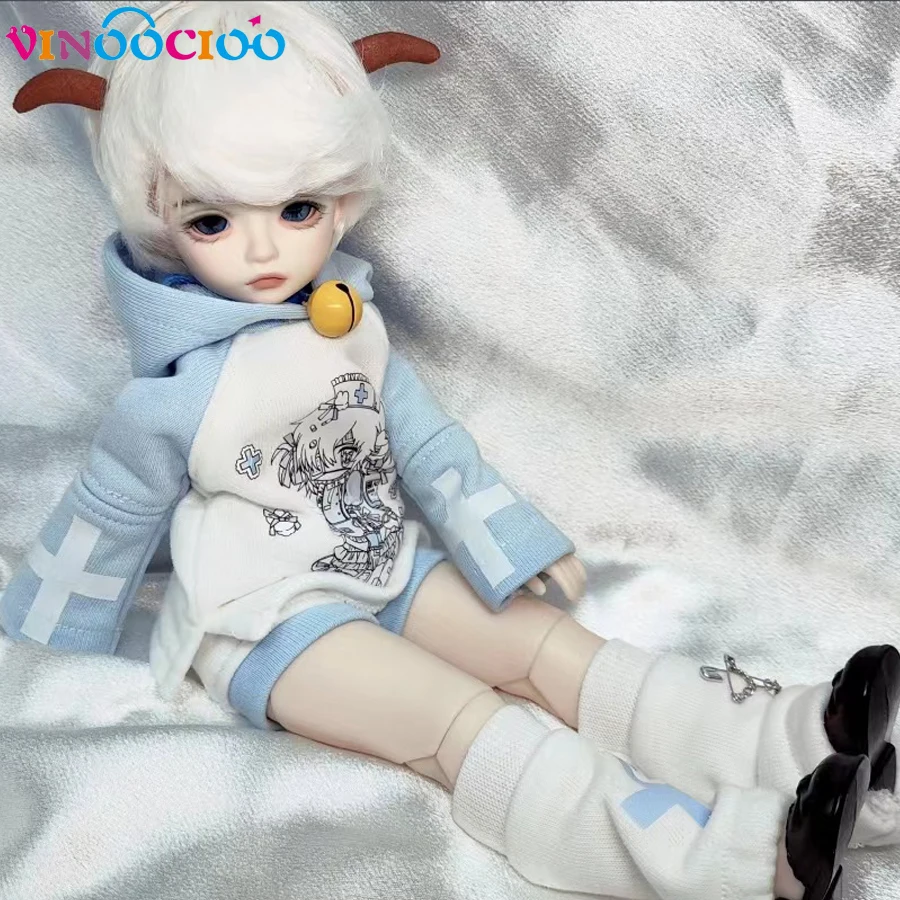 1/4 1/6 BJD Doll Clothes Suit Hoodie Pant Legwear with Choker 5 Point Doll Clothes Set for 30cm 45cm BJD Doll Daily Dress Up