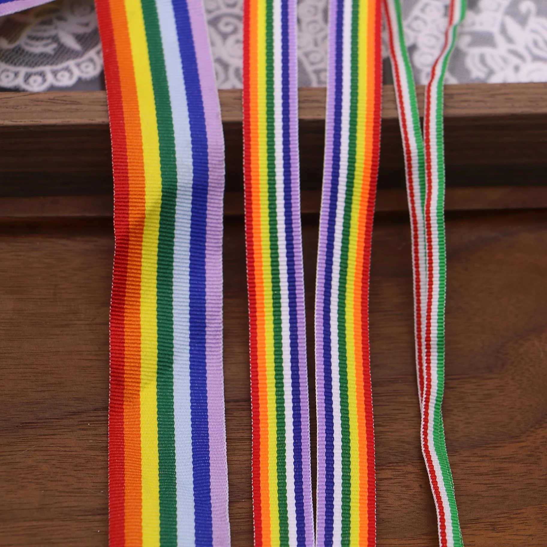 8yard 6mm-3cm rainbow ribbon strap backpack bag with clothing, pet rope, handmade DIY sewing accessories