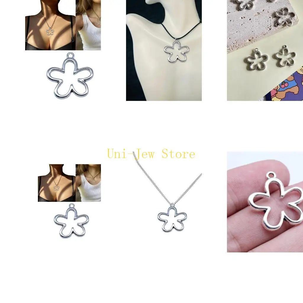 40GB Hollow Flower Pendants for DIY Handmade Jewelry