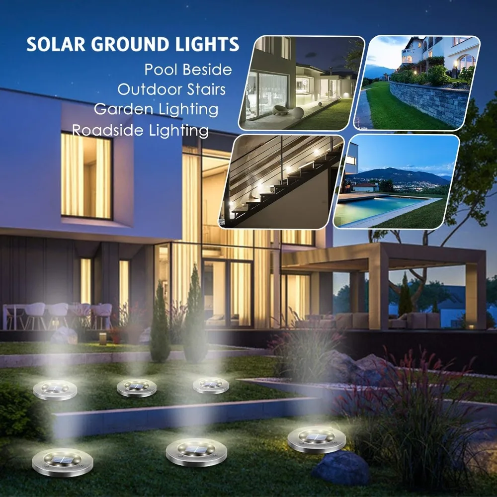 Solar Ground Lights,12 Pack Solar Lights Outdoor Waterproof, Solar Garden Lights Landscape Lighting for Outside Patio Pathway