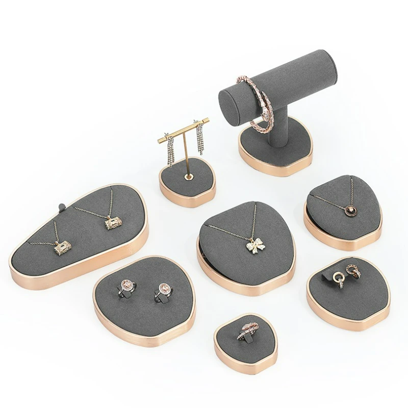 

Серый металлический реквизит для демонстрации ювелирных изделий из микрофибры, стойка для ожерелья, реквизит для стойки ювелирных изделий