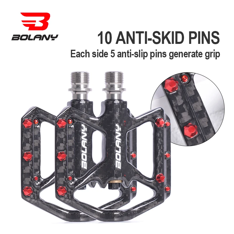 BOLANY Carbon Fiber Bicycle Pedals Ultralight Non-Slip Road Bike MTB 3 Bearing Carbon Bike Pedal Waterproof Bicycle Accessories