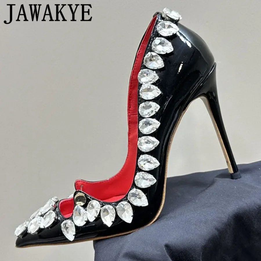 

Summer Sexy Super High Heel Sandals Ladies Pointed Toe Stiletto Shoes Gold Screw Decor Designer Brand Shoes Women Beach Sandals