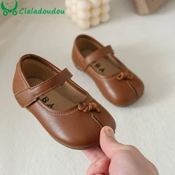 12-15.5cm Infant Leather Shoes For Little Princess First Birthday Wedding Party,Solid Soft Bowtie Wide Toe Kids Girl Spring Shoe