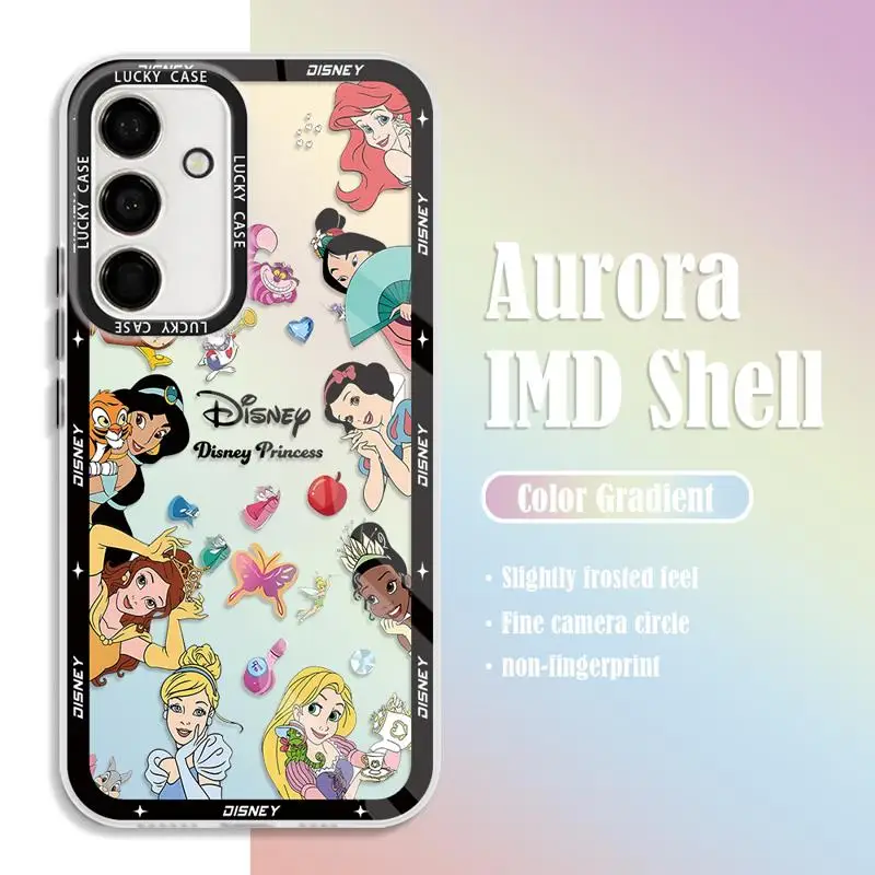 Disney Princess Cute Phone Case for Samsung Galaxy A72 A73 A54 A53 A52 A51 A34 A33 A32 A24 A23 A22 A14 A13 A12 A21s Aurora Laser