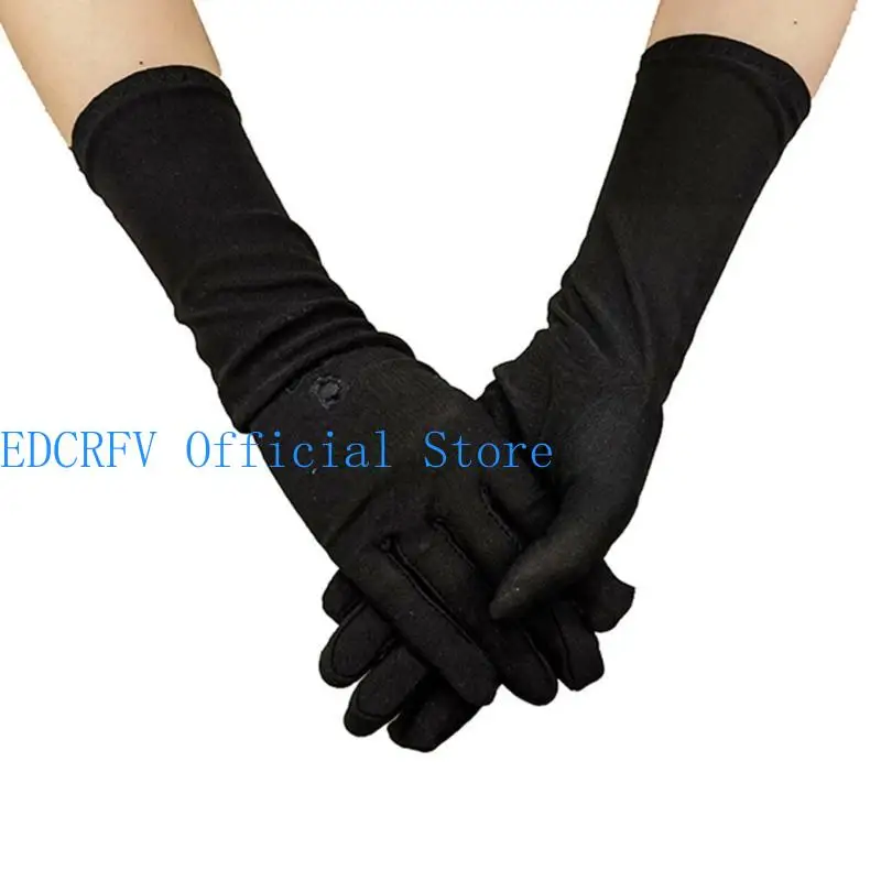 

652F Embroidery Flower Hand Gloves for Arabian Simple Stretch Sunproof Arm Protector Casual Wear Arm Gloves for Muslims Women