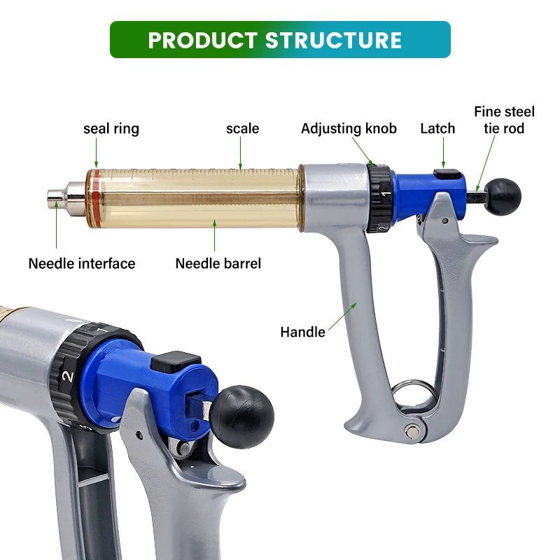 25ml/50ml Semi-Automatic Continuous Syringe Adjustable Vaccine Injector Injection for Using On Pig Cattle Sheep Chicken 1 Pc