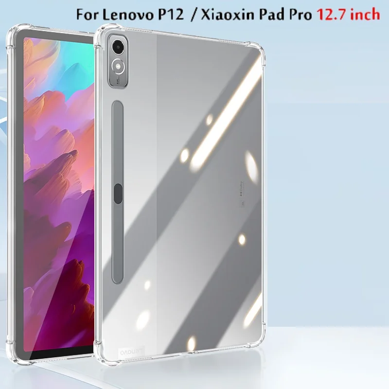 For Lenovo Tab P12 Case 12.7 inch 2023 TB-371FC Silicone soft shell Airbag cover For Xiaoxin Pad Pro 12.7 Transparent Case