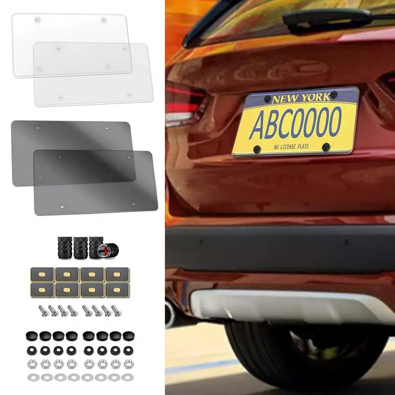 Car License Plate Protector 2pcs Transparent Auto License Plate Frame Flat Clear Cover For US Standard Vehicle Accessories