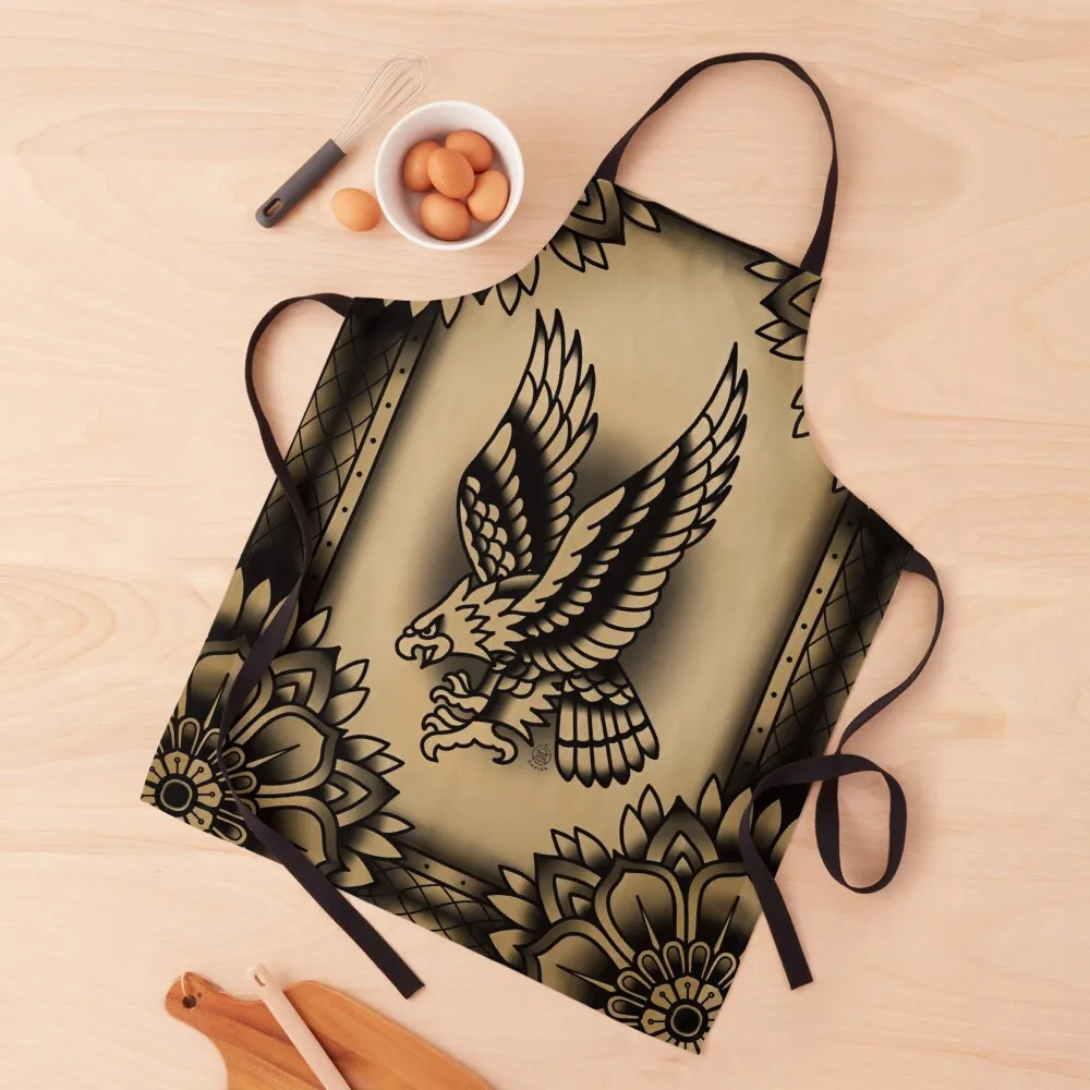 

Traditional Tattoo Eagle Apron Kitchen Front Waterproof Kitchen For Women Apron