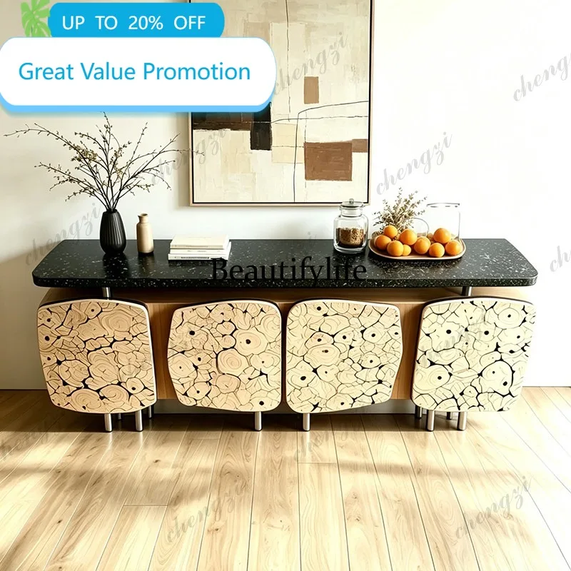 C178  Medieval marble dining side cabinet against the wall, large-capacity locker, Italian light luxury door cabinet