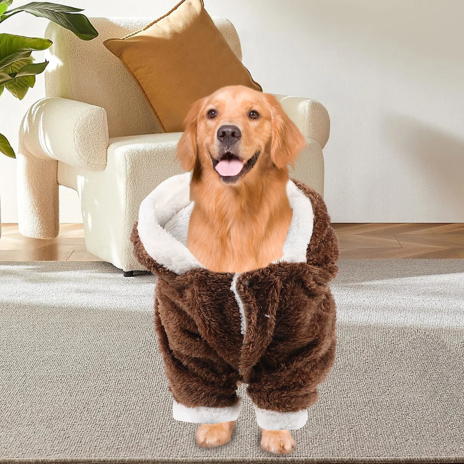 

Xxl Size Double Thick Dog Clothes Flannelette Elk Design Winter Coat Warm Sweatshirt Pet Outfits Easy Wear Dog Clothes