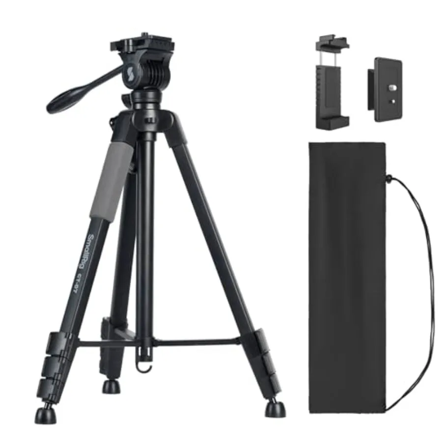 

CT-07 Aluminum Camera Tripod Stand, 63.4" Travel Tripod for iPhone and Cameras, Phone Tripods with Quick-Switch Vertical/Horizo