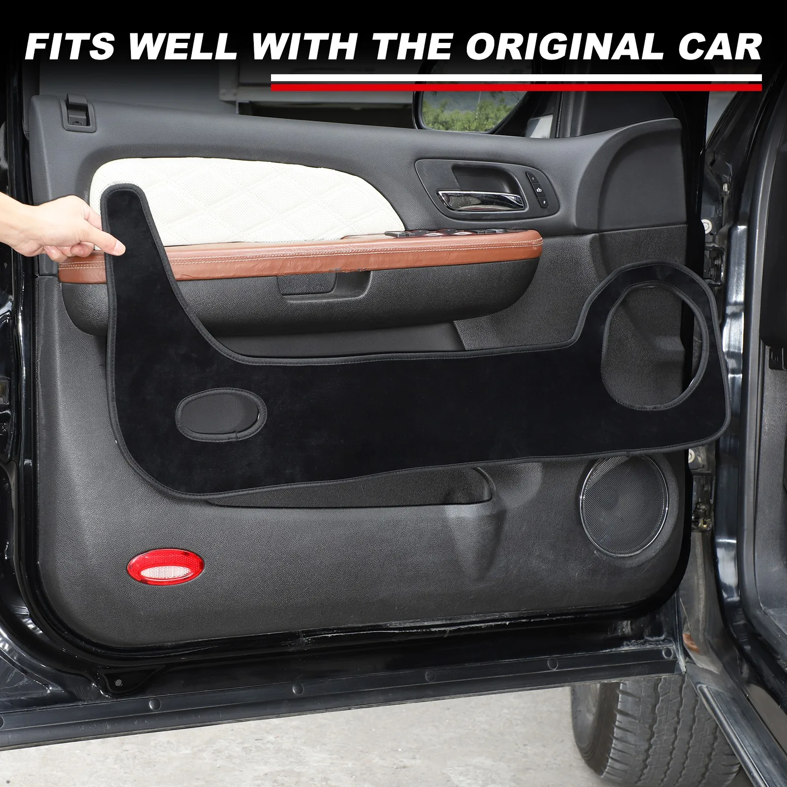 

4 шт., черная замшевая накладка на дверь автомобиля с защитой от ударов и грязи для Cadillac Escalade 2007-2014, защитная накладка на нижнюю панель двери, аксессуары