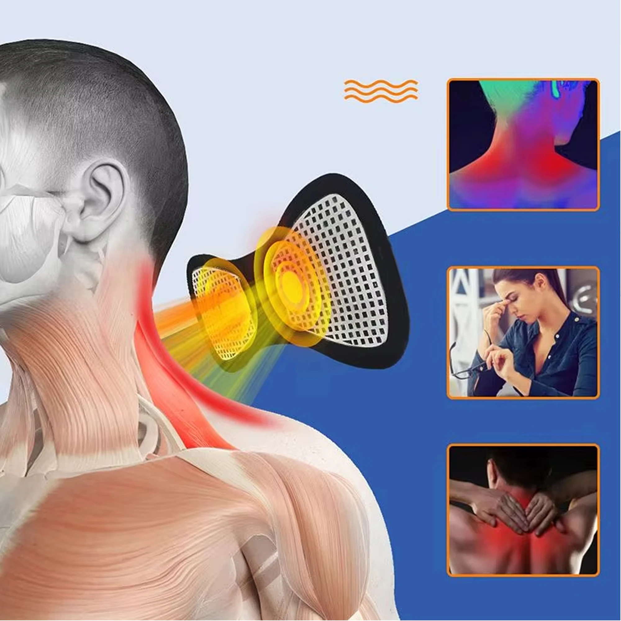 جهاز تدليك الرقبة الكهربائي الصغير الذكي لشحن رقعة تدليك الكتف والرقبة المحمولة مع مستويات متعددة قابلة للتعديل #2