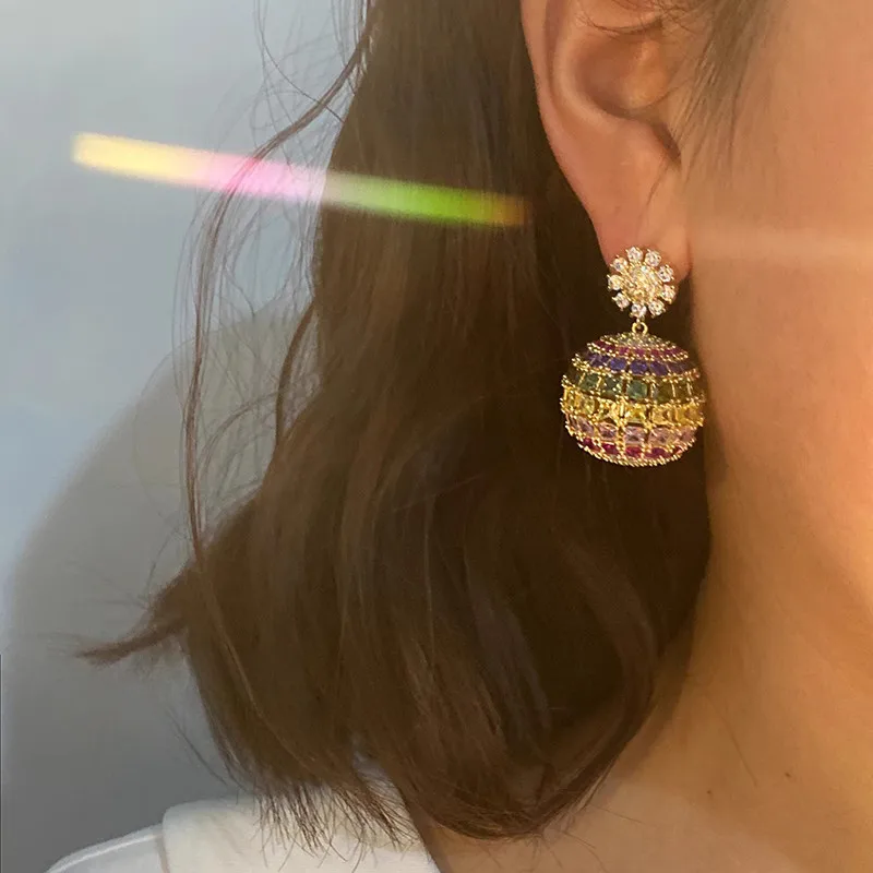 Fashion Temperament Luxury Exquisite Color Zircon Earrings