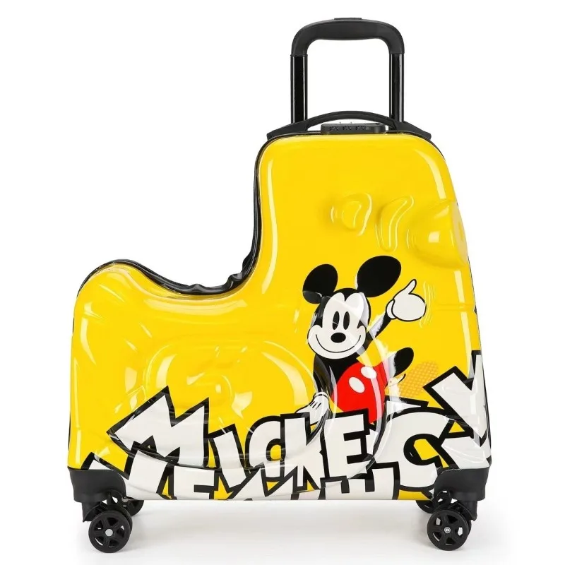 Mickey Minnie fun and cute cartoon pattern multifunctional leisure travel sit-on and ride-on trolley suitcase for boys and girls