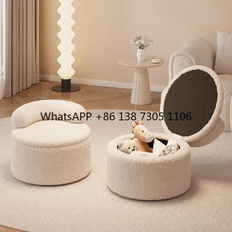 

Creative plush small stool household shoe change living room pier sofa stool universal wheel bench storage