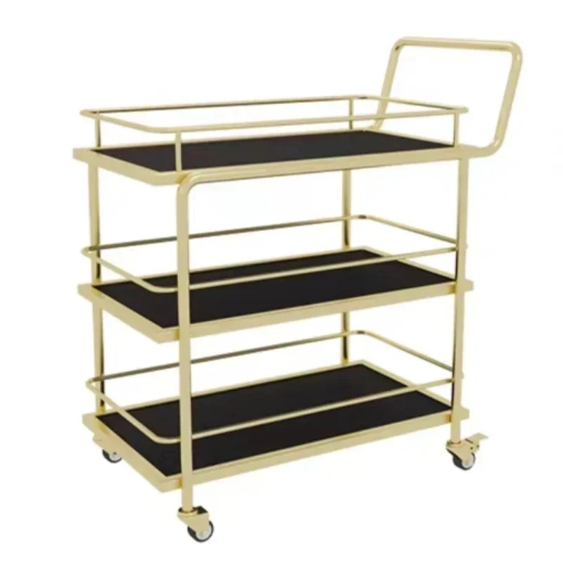 

Serving Rack Dining Cart Trolley Commercial Restaurant Mobile Nordic Hotel Wine Truck Birthday Trolley Gold Iron Art Furniture