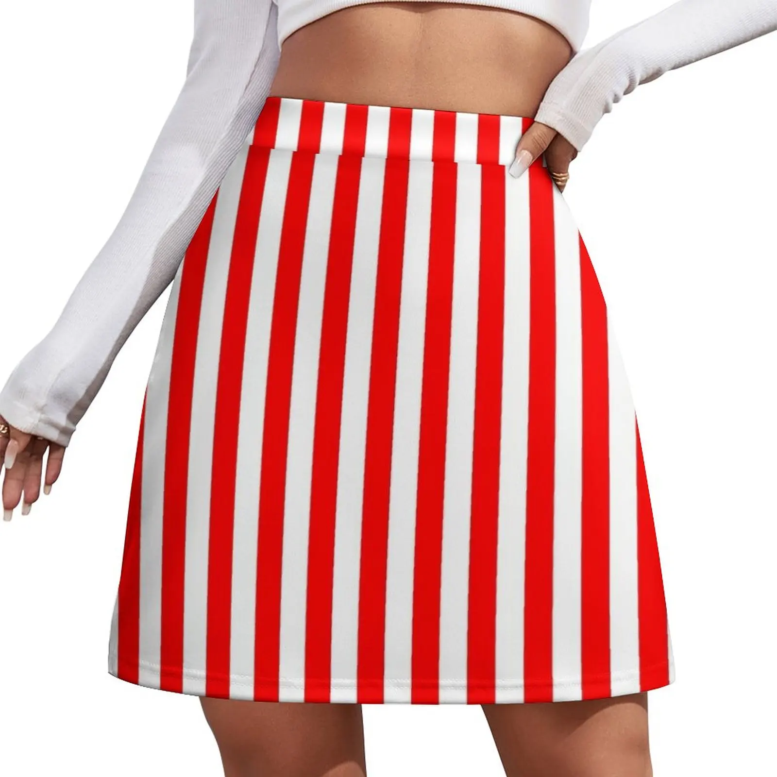 

Red White Striped Duvet Mini Skirt skirt for women fairy grunge Mini Skirt