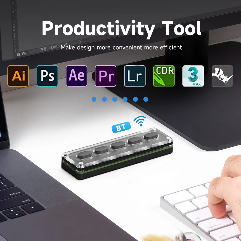 5 Keys Custom Wireless Keyboard Bluetooth-compatible Type-C One-handed Keyboard DIY Shortcut Copy Paste