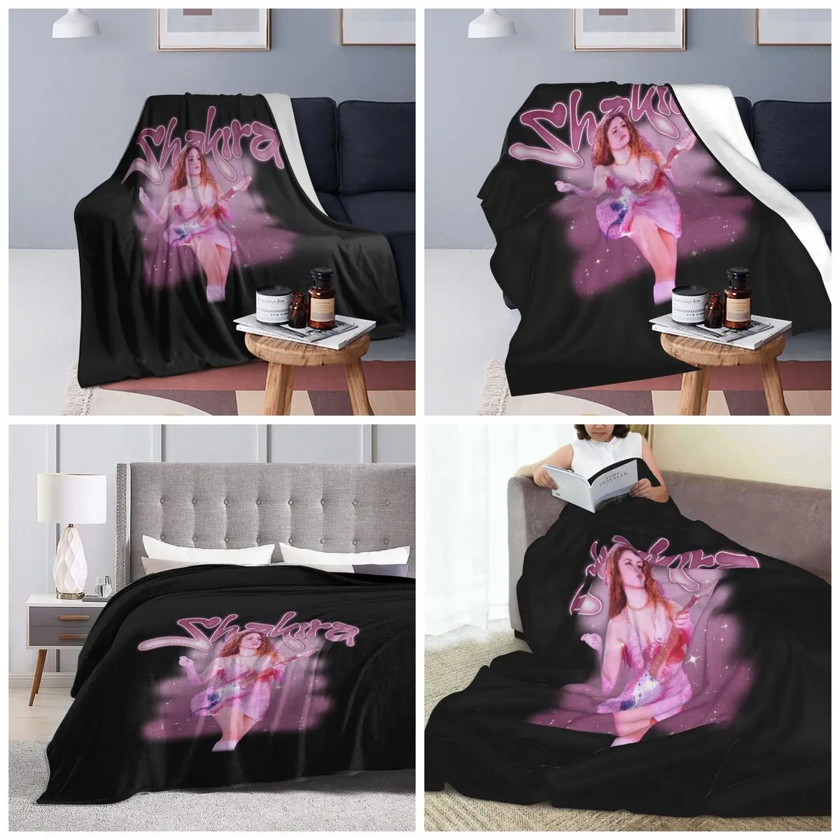 Pretty Pink Pop Singer Shakira Blanket Soft Warm Flannel Throw Blanket Bedspread for Bed Travel Home Couch