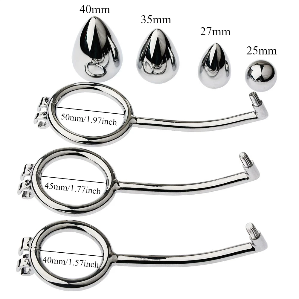 Chastity Cage with Anal Hook 2 in 1 Male Metal Chastity Cage Ring SM Bondage Sex Toy Male Chastity Restraint Device for Man Gay view 5