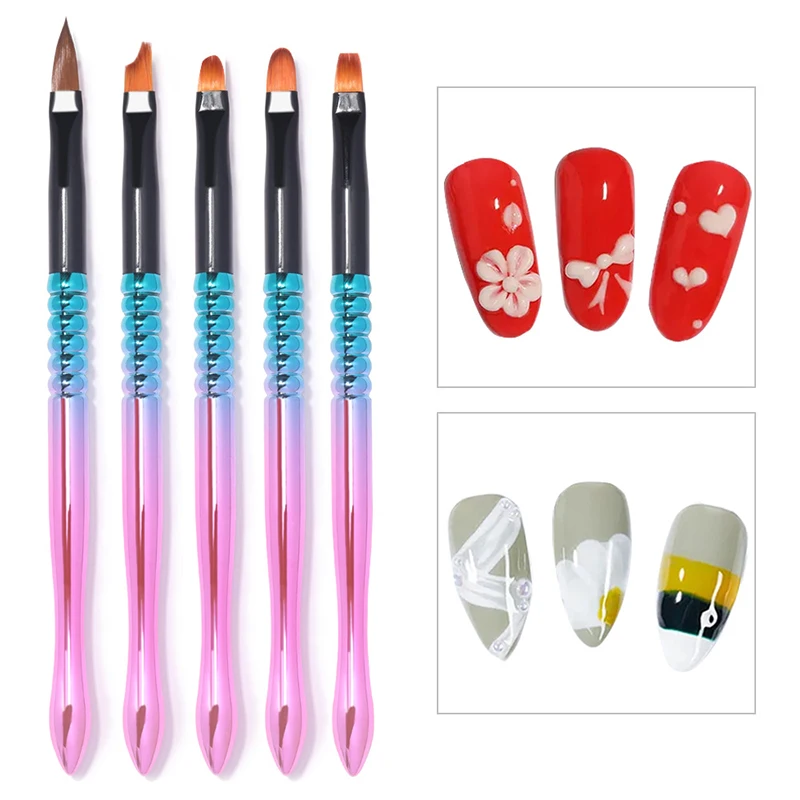 15 pçs/set escova da arte do prego ombre escovas uv gel unha polonês escova pintura desenho escultura caneta conjunto para manicure diy ferramentas