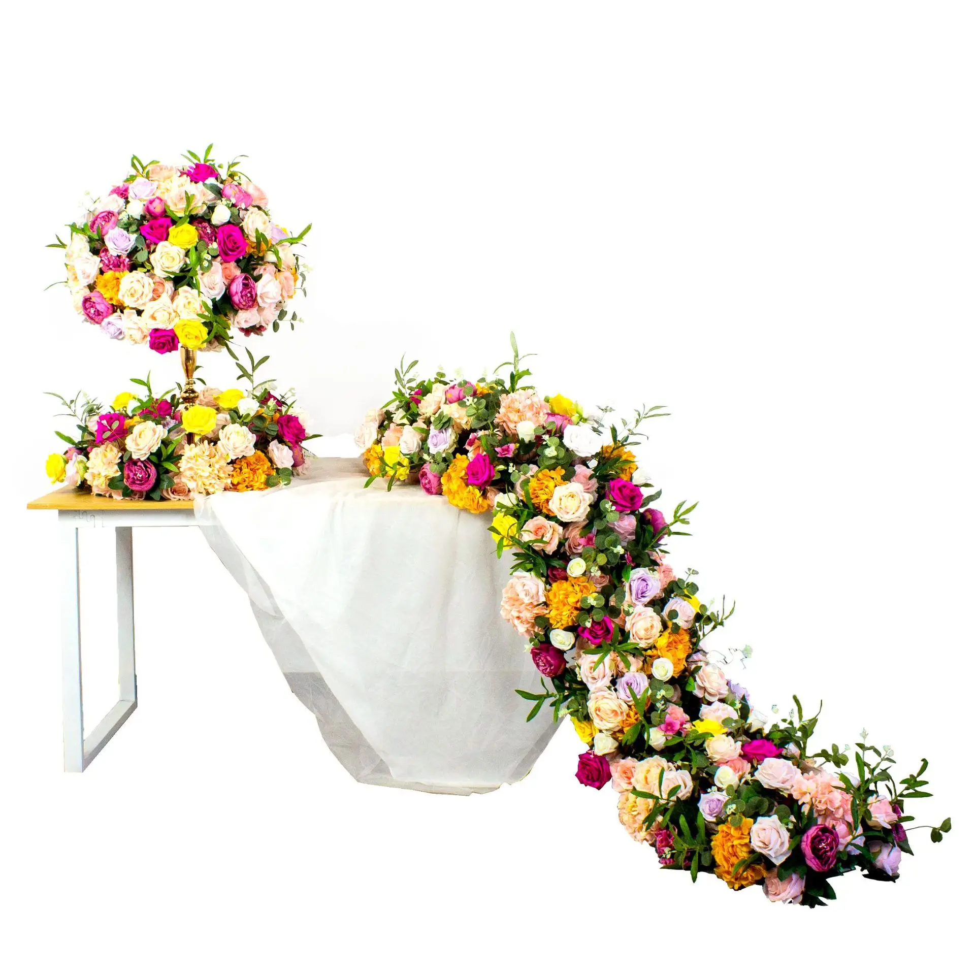 

Faux Colored Flower Ball Wedding Flower Ball and Flower Runner Arrange Handmade Wedding