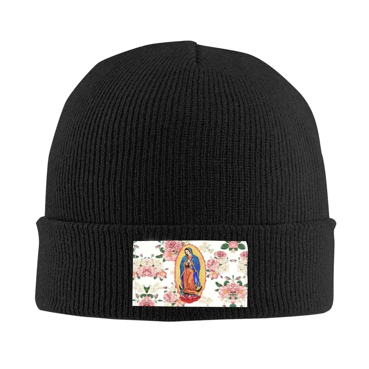 Virgin Of Guadalupe Skullies Beanies Caps Hip Hop Winter Warm  Knitted Hat Adult Unisex Mexico Catholic  Mary Bonnet Hats