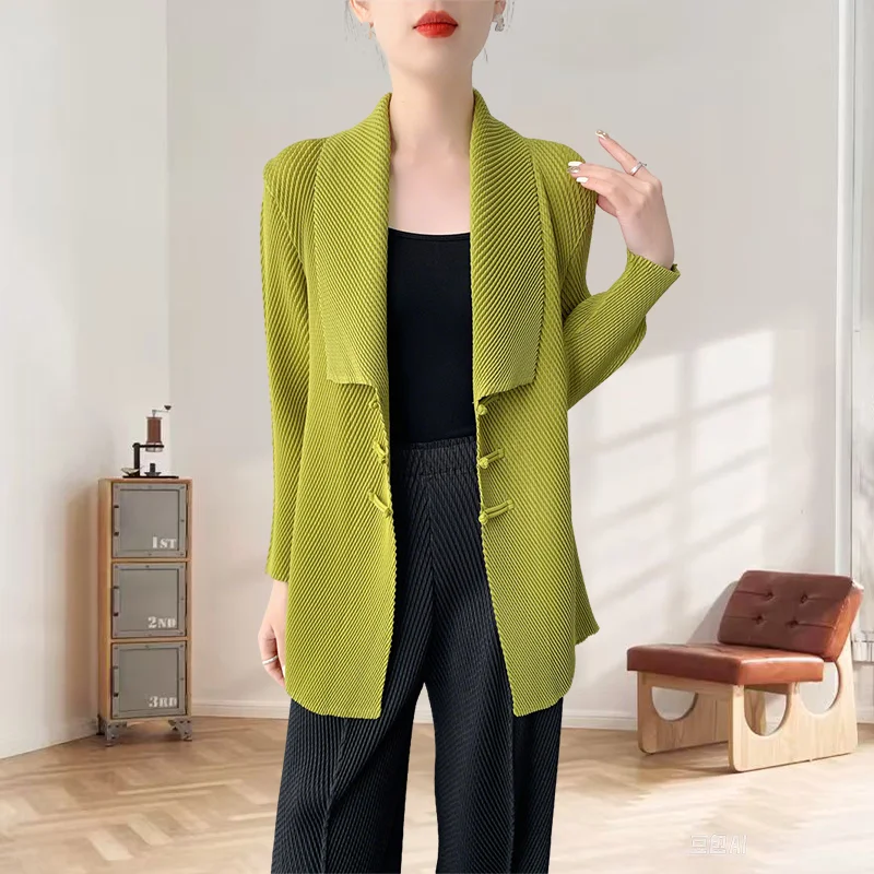 

Оригинальный дизайн, плиссированная куртка Miyake, складной топ из рыбьей чешуи, весна 2024, новая плиссированная куртка, женский костюм, темперамент, Senior Sense