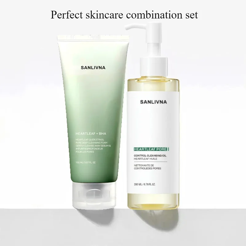 Korean Heartleaf Face Wash Cleaner Foam Deep Cleaning Pore Control Makeup Cleansing Oil Original Skincare Face Cleaning Sets