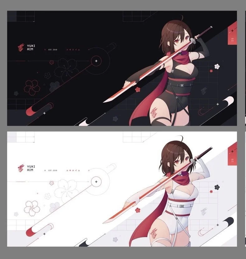 Yuki aim-強化ガラス製ゲーミングマウスパッド,Katana 2023シリーズ