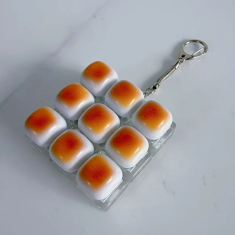 New  Caramel Bread Stress Relief Keyboard Keychain Button Light Keycap Backpack Pendant For Student Office Adult Accessory 1PC