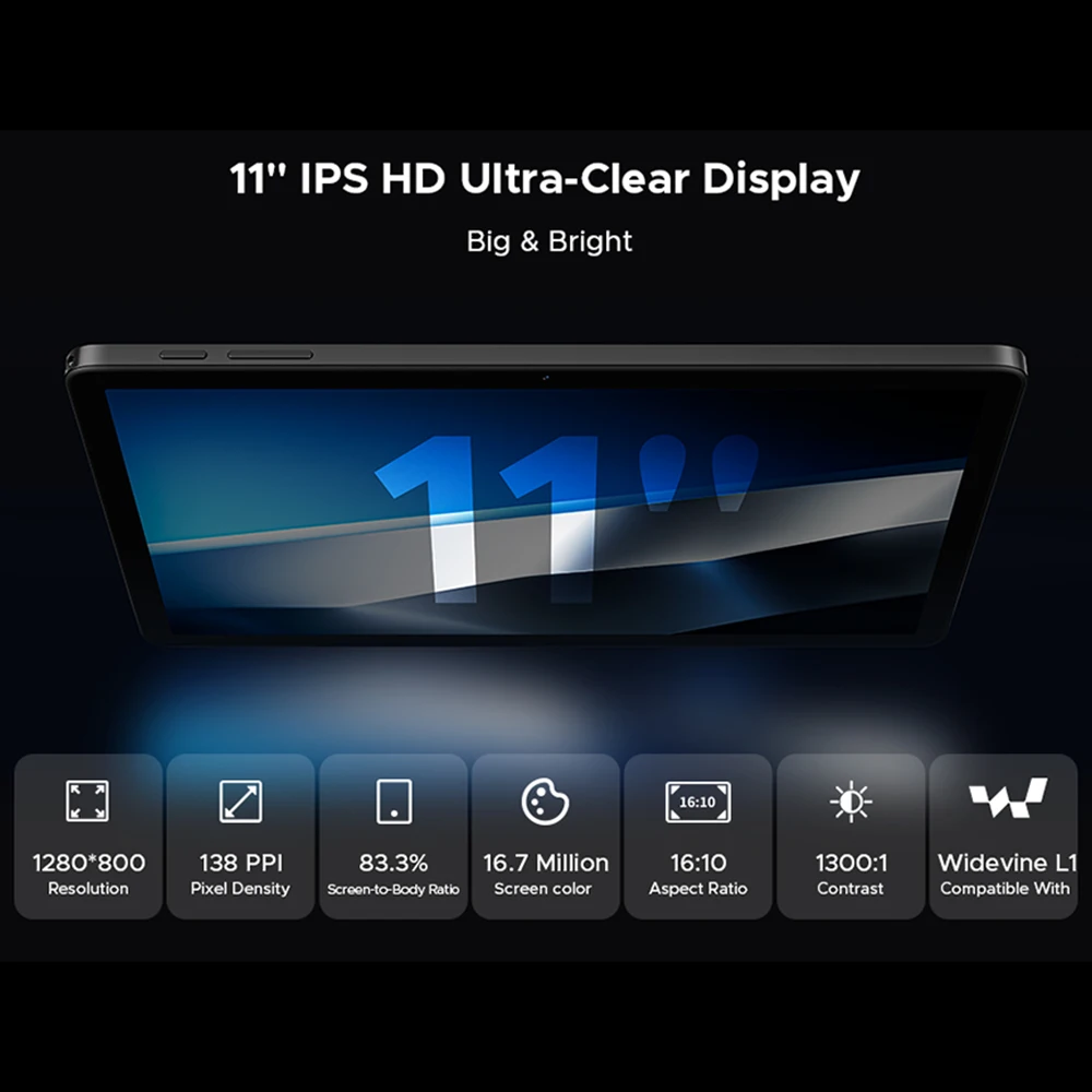 الإصدار العالمي DOOGEE Tab A9+ Tablet 20GB 64GB 11 "HD Display 8580mAh Unisoc T7200 مكبرات صوت مزدوجة Android 15 2 في 1 Tablet