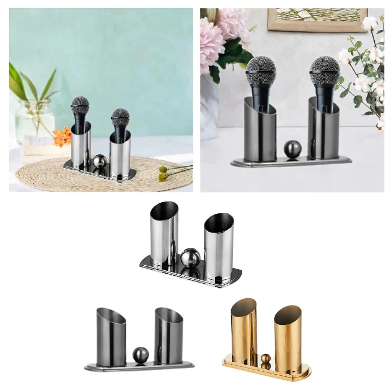 Mic Tabletop Bracket Microphones Storage Organizer Stylish Universal Microphone Display Stand Microphone Stand Tray for KTV