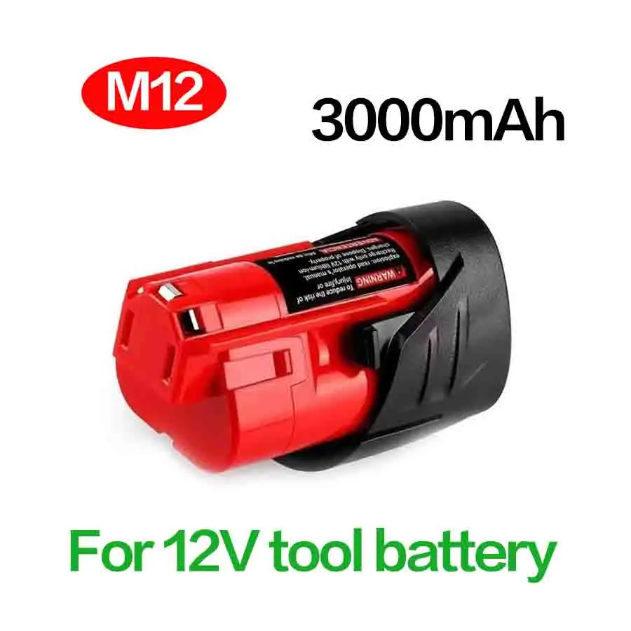 ✔12V rechargeable battery for Milwaukee M12 tools. Compatible with 48-11-2402, 48-11-2411, and 48-11-2401MIL-12A-LI 12V