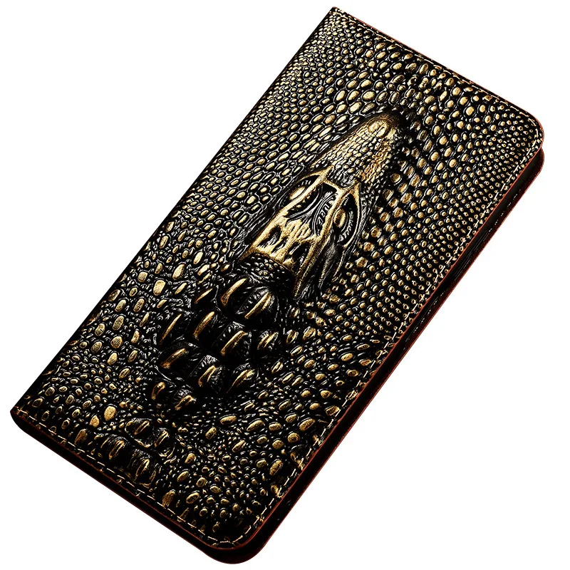 Чехол из натуральной кожи в стиле ретро с головой крокодила для iPhone 17 Pro Max 14 13 12 11 15 16 Pro Max 16 Plus 16 Pro 17 Air Wallet Flip Cove