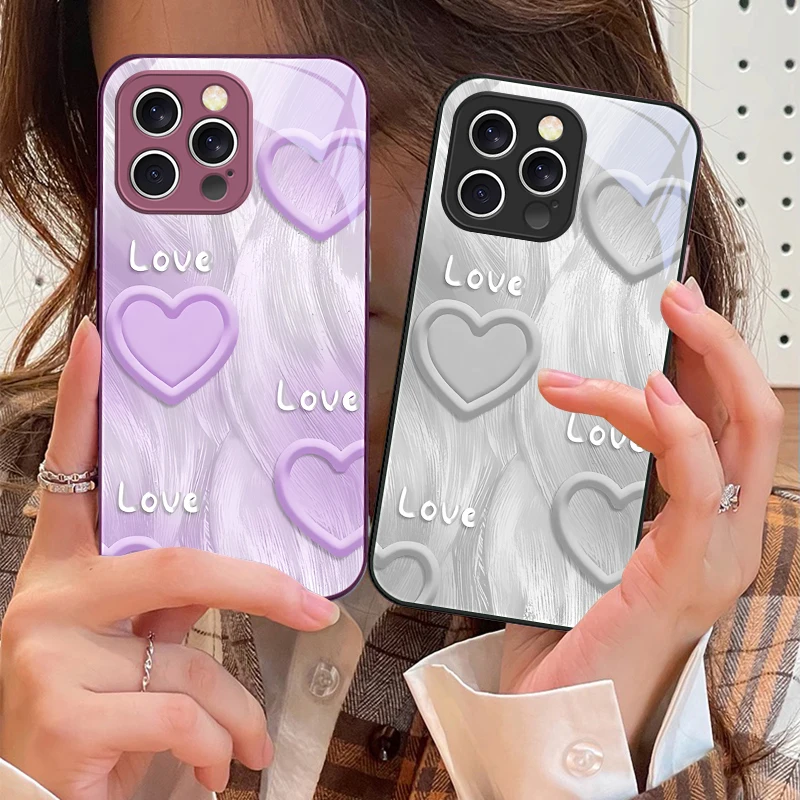

Gradient green heart For iPhone 16 E 15 14 13 Plus 12 mini 11 Pro Max XR Xs Max 16E X 7 8 6 6S 2022 Tempered Glass Phone Case
