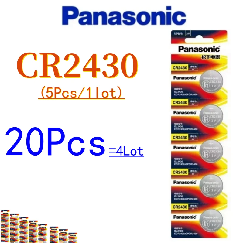 20Pcs Original Panasonic CR2430 Battery 220mAh DL2430 BL2430 BR2430 CR 2430 For Watch Toys Car Remote Control Scale Clock