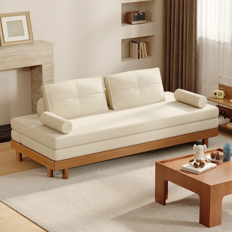 

Solid wood sofa bed folding integrated dual-purpose pull-out bed small apartment living room multi-functional sitting and lying