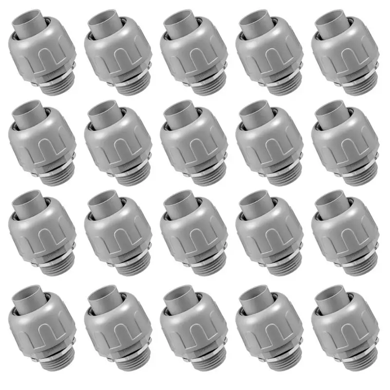 652F 20Pieces 1/2Inch Liquid Tight Connectors Without Metallics Nylon Electrical Conduit Fittings 180 Degree Straight